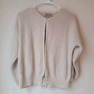 Pronto Silk Angora Cardigan Sweater Beige Minimal Grandma